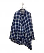 ANREALAGEアンリアレイジ）の古着「変形チェックシャツ」｜ブルー