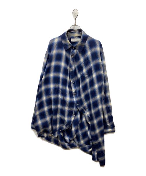 ANREALAGE（アンリアレイジ）ANREALAGE (アンリアレイジ) 変形チェックシャツ ブルー サイズ:-の古着・服飾アイテム
