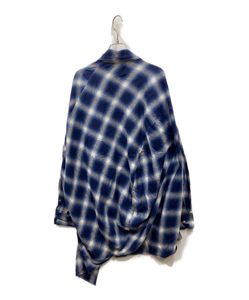 ANREALAGE（アンリアレイジ）ANREALAGE (アンリアレイジ) 変形チェックシャツ ブルー サイズ:-の古着・服飾アイテム