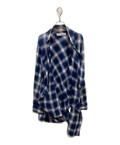 ANREALAGE（アンリアレイジ）ANREALAGE (アンリアレイジ) 変形チェックシャツ ブルー サイズ:-の古着・服飾アイテム