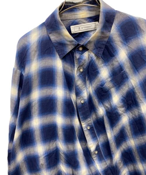 ANREALAGE（アンリアレイジ）ANREALAGE (アンリアレイジ) 変形チェックシャツ ブルー サイズ:-の古着・服飾アイテム