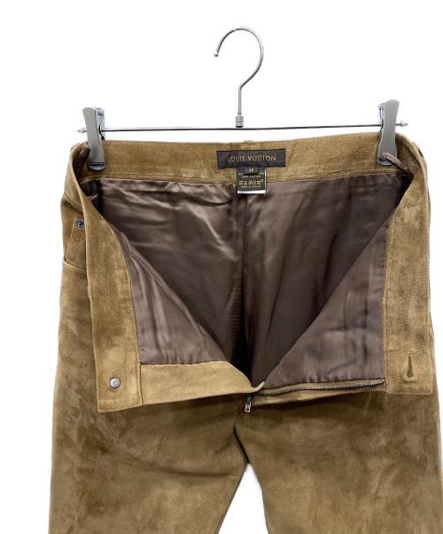 LOUIS VUITTON（ルイ ヴィトン）LOUIS VUITTON (ルイ ヴィトン) 裏地ダミエ柄ゴートスキン スウェードレザーパンツ ブラウン サイズ:48の古着・服飾アイテム