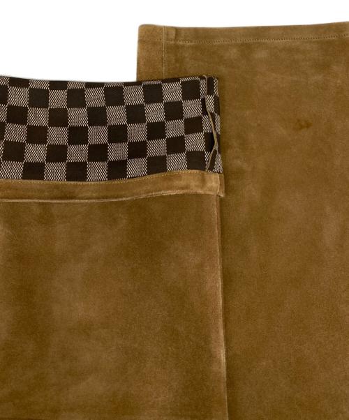 LOUIS VUITTON（ルイ ヴィトン）LOUIS VUITTON (ルイ ヴィトン) 裏地ダミエ柄ゴートスキン スウェードレザーパンツ ブラウン サイズ:48の古着・服飾アイテム