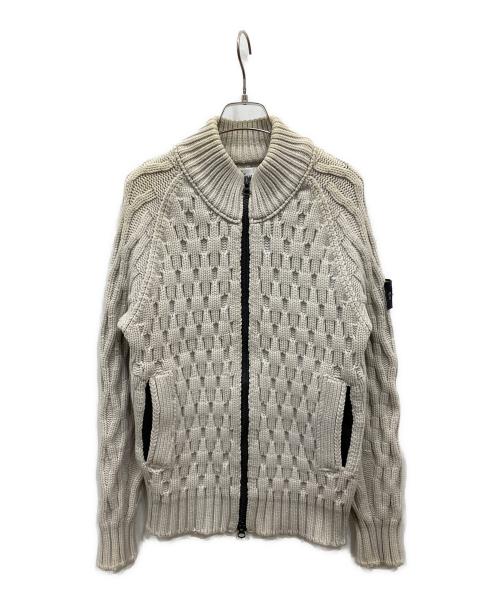 STONE ISLAND（ストーンアイランド）STONE ISLAND (ストーンアイランド) ジップアップニット ベージュ サイズ:Lの古着・服飾アイテム