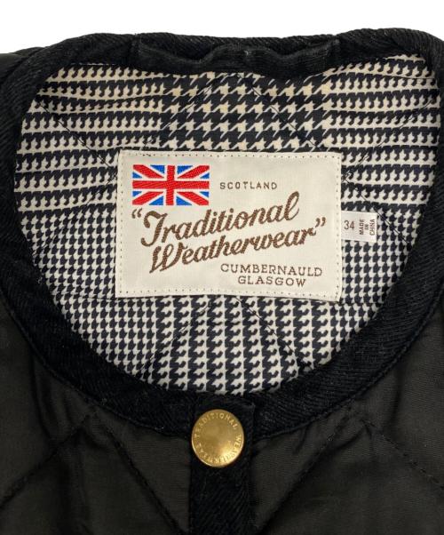 Traditional Weatherwear（トラディショナルウェザーウェア）Traditional Weatherwear (トラディショナルウェザーウェア) ノーカラーキルティングジャケット ブラック サイズ:34の古着・服飾アイテム