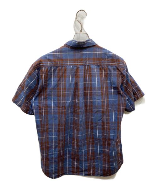 stussy（ステューシー）stussy (ステューシー) 半袖チェックシャツ ネイビー サイズ:Lの古着・服飾アイテム