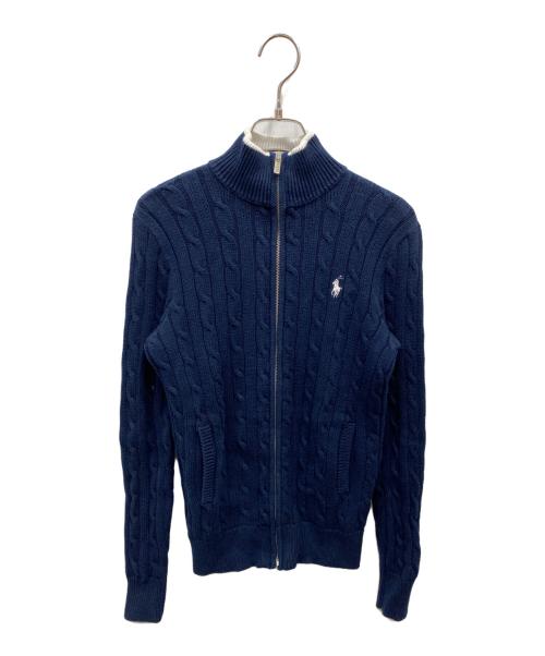POLO RALPH LAUREN（ポロ・ラルフローレン）POLO RALPH LAUREN (ポロ・ラルフローレン) スモールポニーニットジャケット ブルー サイズ:Sの古着・服飾アイテム