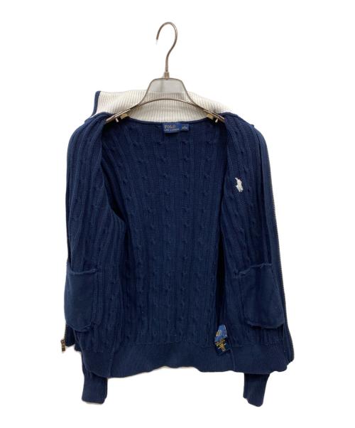 POLO RALPH LAUREN（ポロ・ラルフローレン）POLO RALPH LAUREN (ポロ・ラルフローレン) スモールポニーニットジャケット ブルー サイズ:Sの古着・服飾アイテム