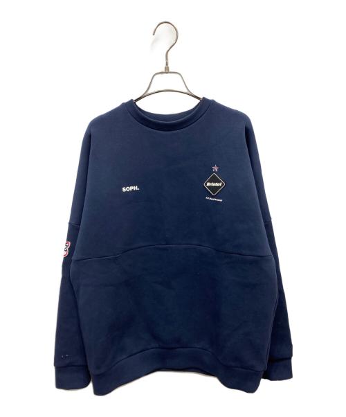 F.C.Real Bristol（エフシーレアルブリストル）F.C.Real Bristol (エフシーレアルブリストル) MLB TOUR TECH KNIT BIG CREWNECK TOP ネイビー サイズ:Mの古着・服飾アイテム