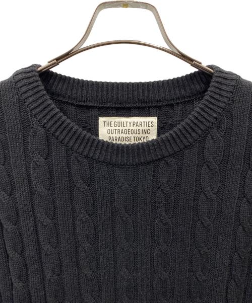 WACKO MARIA（ワコマリア）WACKO MARIA (ワコマリア) クルーネックケーブルニット ブラック サイズ:Sの古着・服飾アイテム