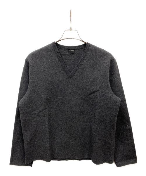 JIL SANDER（ジルサンダー）JIL SANDER (ジルサンダー) カシミヤ混Vネックニット グレー サイズ:48の古着・服飾アイテム