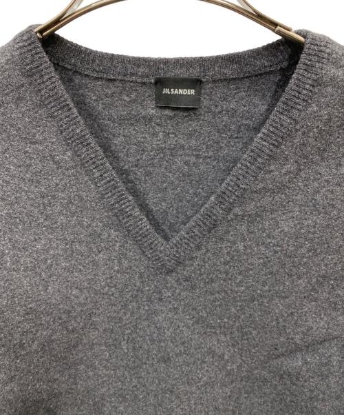 JIL SANDER（ジルサンダー）JIL SANDER (ジルサンダー) カシミヤ混Vネックニット グレー サイズ:48の古着・服飾アイテム