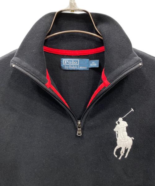 POLO RALPH LAUREN（ポロ・ラルフローレン）POLO RALPH LAUREN (ポロ・ラルフローレン) ハーフジップスウェット ブラック サイズ:XSの古着・服飾アイテム