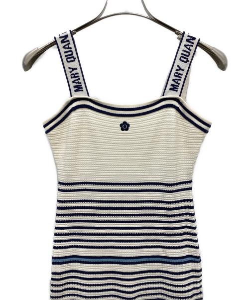 Lily Brown（リリーブラウン）Lily Brown (リリーブラウン) MARY QUANT (マリークヮント) ロゴジャガードニットキャミワンピース ホワイト サイズ:FREEの古着・服飾アイテム