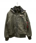 ALPHAアルファ）の古着「フーデッドリブジャケット」｜グリーン