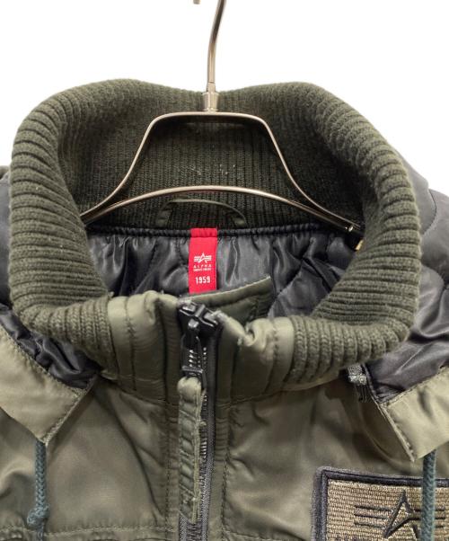 ALPHA（アルファ）ALPHA (アルファ) フーデッドリブジャケット グリーン サイズ:Mの古着・服飾アイテム