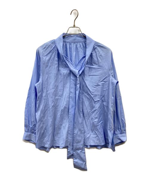 green label relaxing（グリーンレーベルリラクシング）green label relaxing (グリーンレーベルリラクシング) ボウタイギャザーブラウス スカイブルー サイズ:不明の古着・服飾アイテム