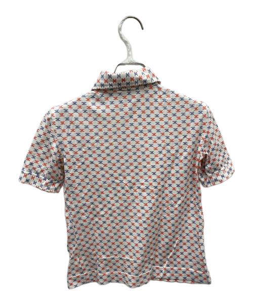 CELINE（セリーヌ）CELINE (セリーヌ) 総柄ポロシャツ レッド×ネイビー サイズ:36の古着・服飾アイテム