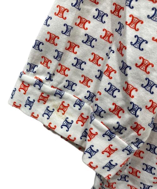 CELINE（セリーヌ）CELINE (セリーヌ) 総柄ポロシャツ レッド×ネイビー サイズ:36の古着・服飾アイテム