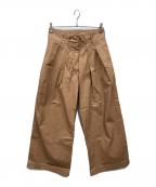 maison kitsuneメゾンキツネ）の古着「ナイロンタックパンツ」｜ブラウン