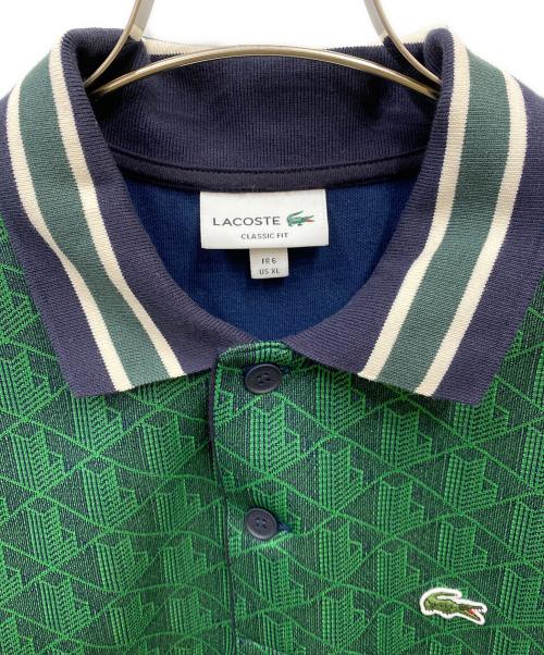 LACOSTE（ラコステ）LACOSTE (ラコステ) モノグラムジャカード半袖ポロシャツ グリーン サイズ:XLの古着・服飾アイテム
