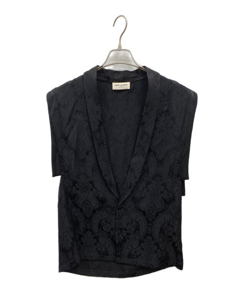 Saint Laurent Paris（サンローランパリ）Saint Laurent Paris (サンローランパリ) ペイズリー柄ベスト ブラック サイズ:Sの古着・服飾アイテム