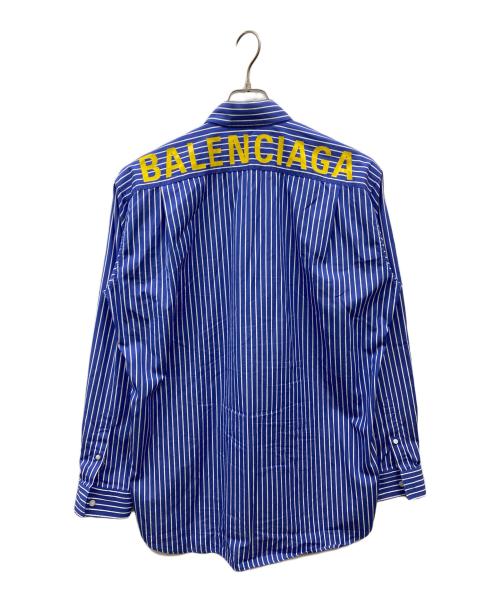 BALENCIAGA（バレンシアガ）BALENCIAGA (バレンシアガ) Back Logo Stripe Shirts ブルー サイズ:38の古着・服飾アイテム