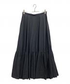 Plageプラージュ）の古着「リネン混ロングスカート」｜ブラック