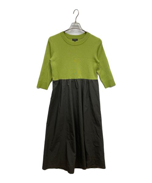 INDIVI（インディヴィ）INDIVI (インディヴィ) リブ編みロングワンピース グリーン サイズ:40の古着・服飾アイテム