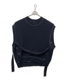 MAISON SPECIAL（メゾンスペシャル）の古着「プライムオーバークレイジークラッシュ畦Vネックニットベスト」｜ブラック