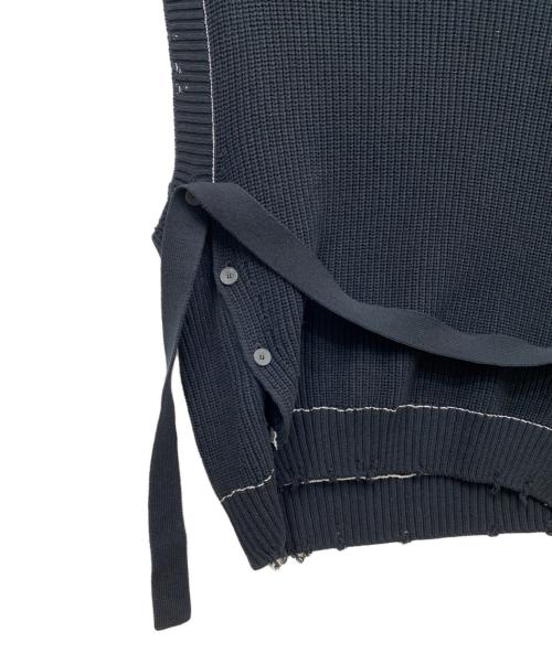 MAISON SPECIAL（メゾンスペシャル）MAISON SPECIAL (メゾンスペシャル) プライムオーバークレイジークラッシュ畦Vネックニットベスト ブラック サイズ:01の古着・服飾アイテム