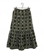 PINK HOUSEピンクハウス）の古着「花刺繍スカート」｜グリーン