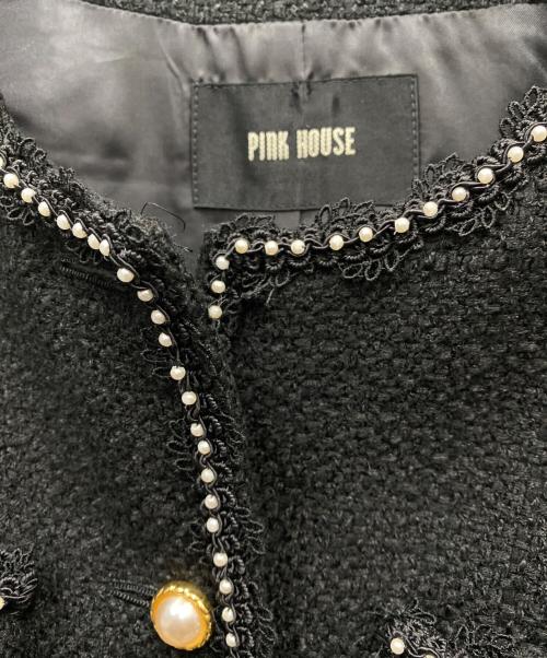 PINK HOUSE（ピンクハウス）PINK HOUSE (ピンクハウス) ツイードセットアップ ブラック サイズ:Mの古着・服飾アイテム
