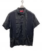 SUPREMEシュプリーム）の古着「Mesh Panel Linen S/S shirt」｜ブラック