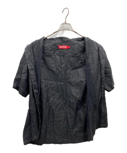 SUPREME（シュプリーム）Supreme (シュプリーム) Mesh Panel Linen S/S shirt ブラック サイズ:XLの古着・服飾アイテム