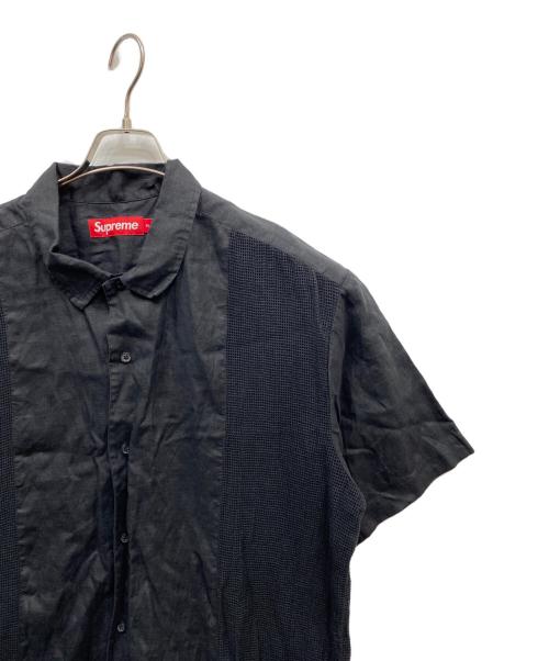 SUPREME（シュプリーム）Supreme (シュプリーム) Mesh Panel Linen S/S shirt ブラック サイズ:XLの古着・服飾アイテム