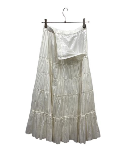 FRAY ID（フレイ アイディー）FRAY ID (フレイ アイディー) 割線ギャザーティアードSK ホワイトの古着・服飾アイテム