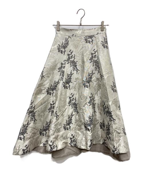 FRAY ID（フレイ アイディー）FRAY ID (フレイ アイディー) ラメジャガードフレアスカート グレーの古着・服飾アイテム