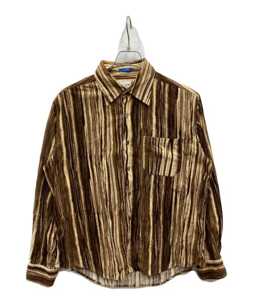 Paul Smith London（ポールスミスロンドン）Paul Smith London (ポールスミスロンドン) 総柄ベロアシャツ ブラウン サイズ:XLの古着・服飾アイテム