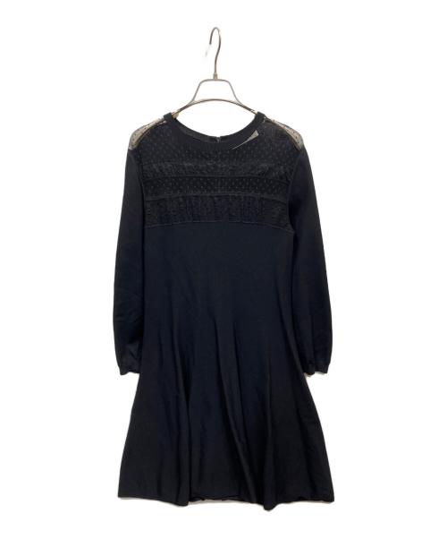 VALENTINO（ヴァレンティノ）VALENTINO (ヴァレンティノ) 切替レースワンピース ブラック サイズ:Lの古着・服飾アイテム