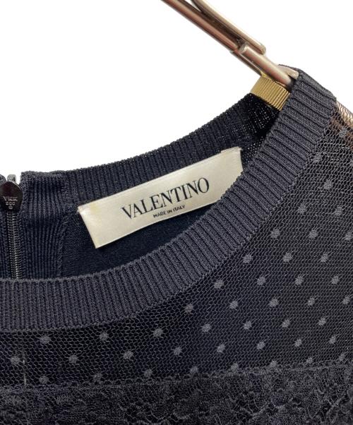 VALENTINO（ヴァレンティノ）VALENTINO (ヴァレンティノ) 切替レースワンピース ブラック サイズ:Lの古着・服飾アイテム