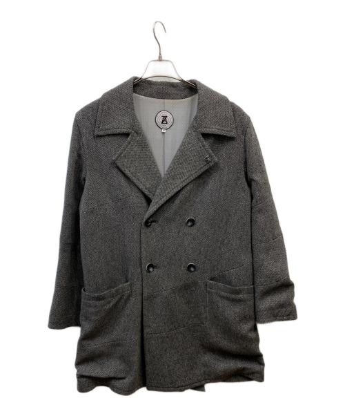 ANREALAGE（アンリアレイジ）ANREALAGE (アンリアレイジ) ヘリンボーンダブルコート グレー サイズ:46の古着・服飾アイテム