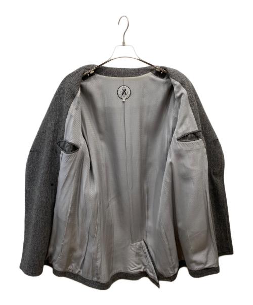 ANREALAGE（アンリアレイジ）ANREALAGE (アンリアレイジ) ヘリンボーンダブルコート グレー サイズ:46の古着・服飾アイテム