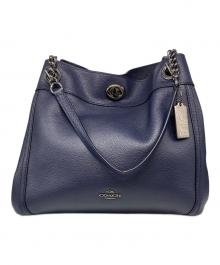 COACH（コーチ）の古着「ターンロックチェーントートバッグ」｜ネイビー