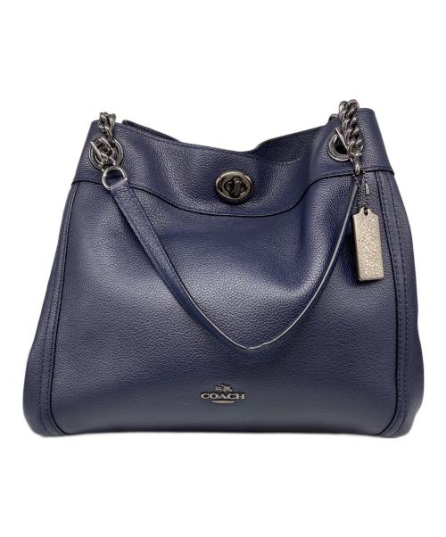COACH（コーチ）COACH (コーチ) ターンロックチェーントートバッグ ネイビーの古着・服飾アイテム