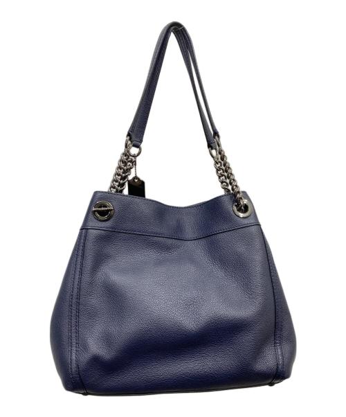 COACH（コーチ）COACH (コーチ) ターンロックチェーントートバッグ ネイビーの古着・服飾アイテム