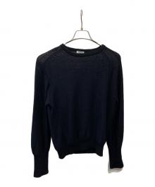 MAATEE&SONS（マーティーアンドサンズ）の古着「強撚Linen ひょっとこ C/N Sweater」｜ブラック