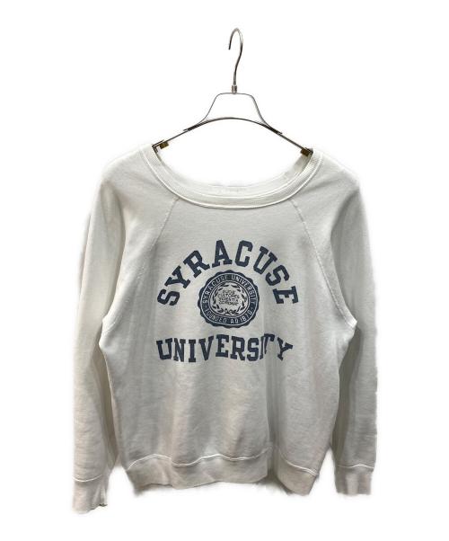 mayo SPRUCE（メイヨー スプルース）mayo SPRUCE (メイヨー スプルース) ヴィンテージ染み込みプリントラグランスウェット ホワイト サイズ:XLの古着・服飾アイテム