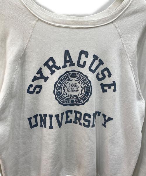 mayo SPRUCE（メイヨー スプルース）mayo SPRUCE (メイヨー スプルース) ヴィンテージ染み込みプリントラグランスウェット ホワイト サイズ:XLの古着・服飾アイテム