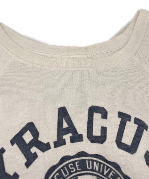 mayo SPRUCE（メイヨー スプルース）mayo SPRUCE (メイヨー スプルース) ヴィンテージ染み込みプリントラグランスウェット ホワイト サイズ:XLの古着・服飾アイテム